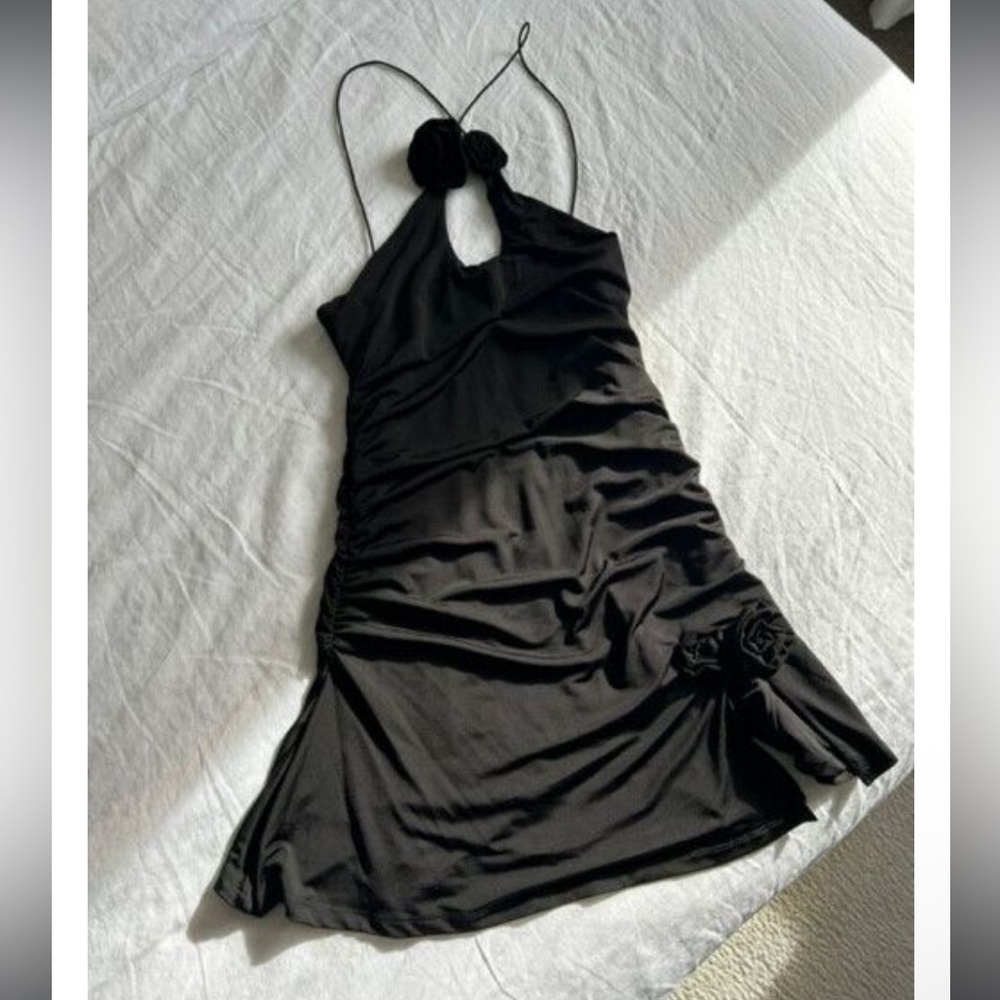 Meshki Black Halter Bodycon Mini Dress - Picture 5 of 7